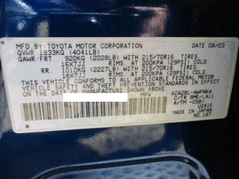 2004 TOYOTA RAV4 L BLUE 2.4L AT 2WD Z16290